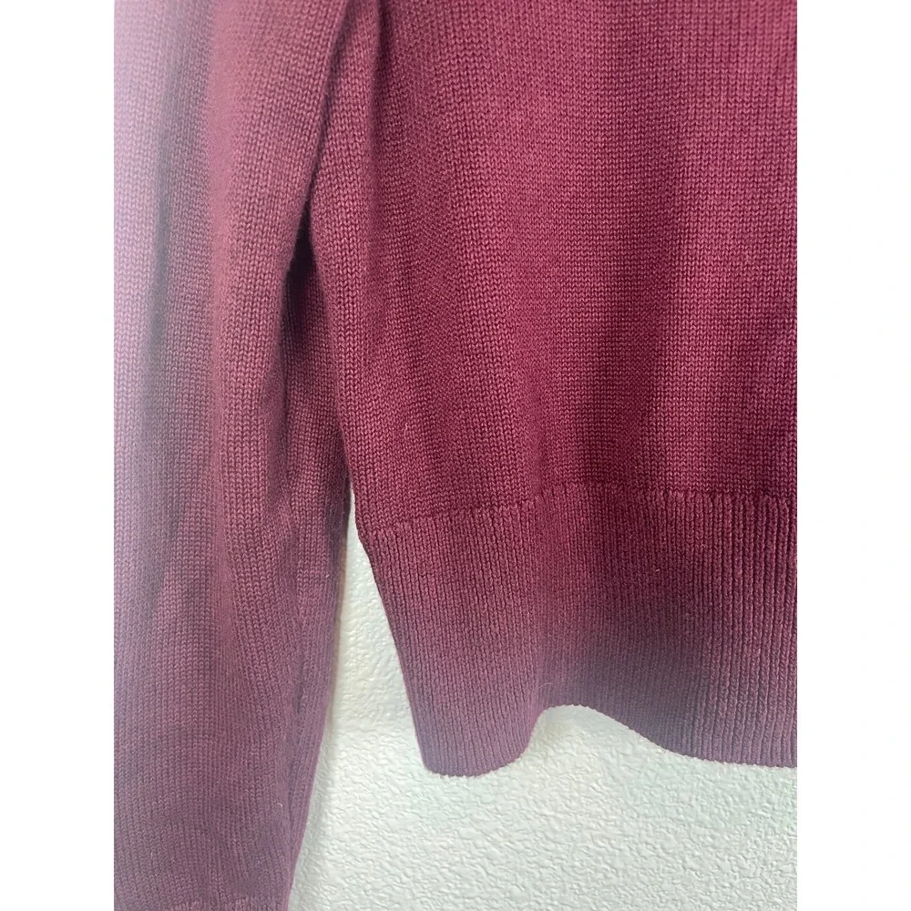 FLAW Banana Republic Cropped V-Neck Cardigan Sweater Button Front Burgundy XS - Picture 7 of 7